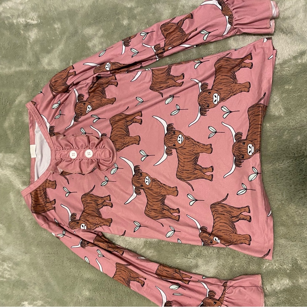 Kids Pink Pajamas with Cow Print